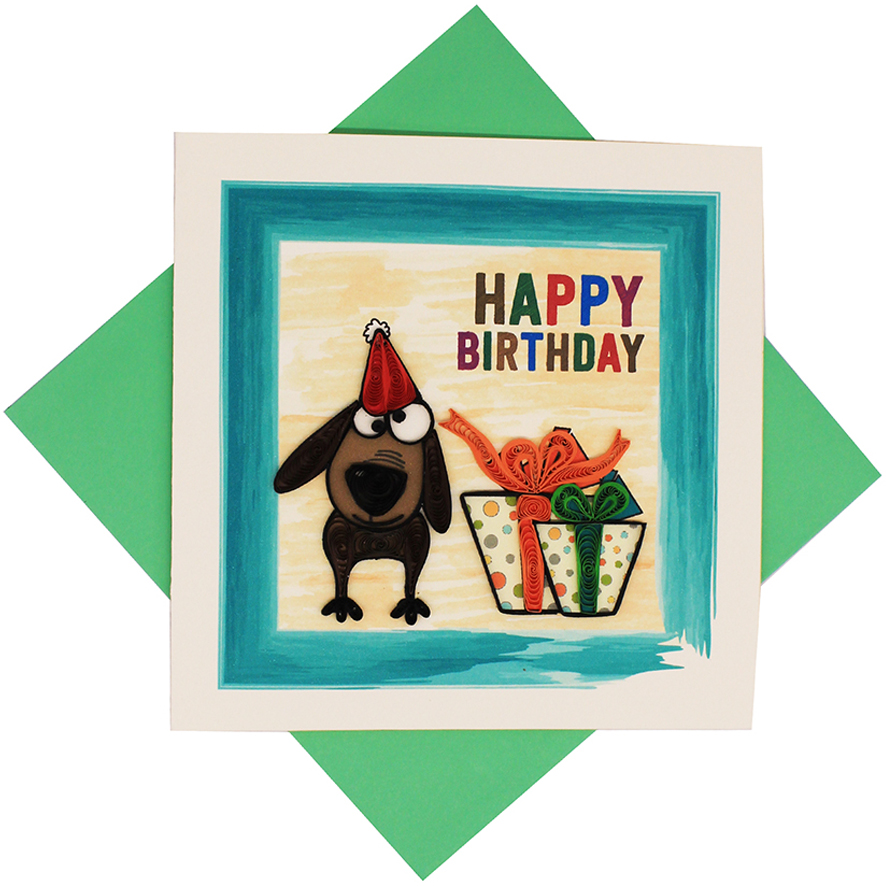 Quilled Dog Birthday Card